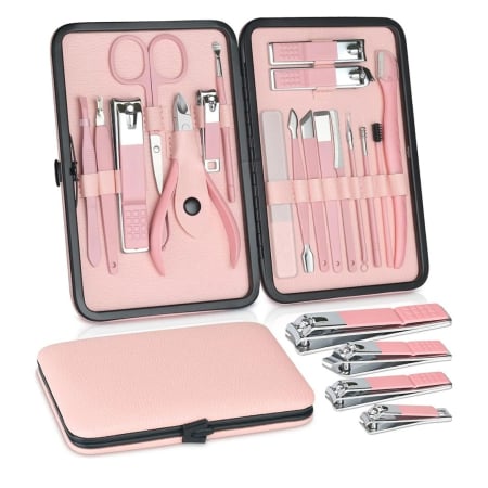 Różowy Zestaw do Manicure 18w1