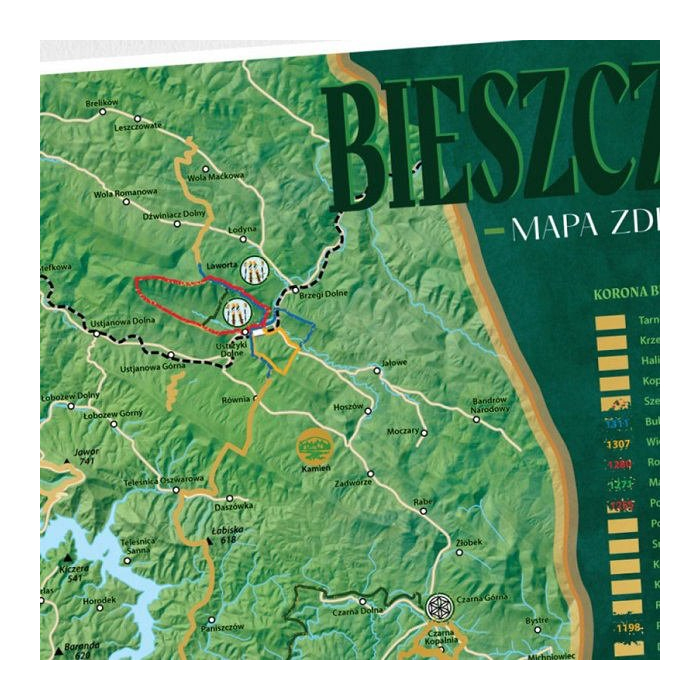 Mapa Zdrapka Bieszczady