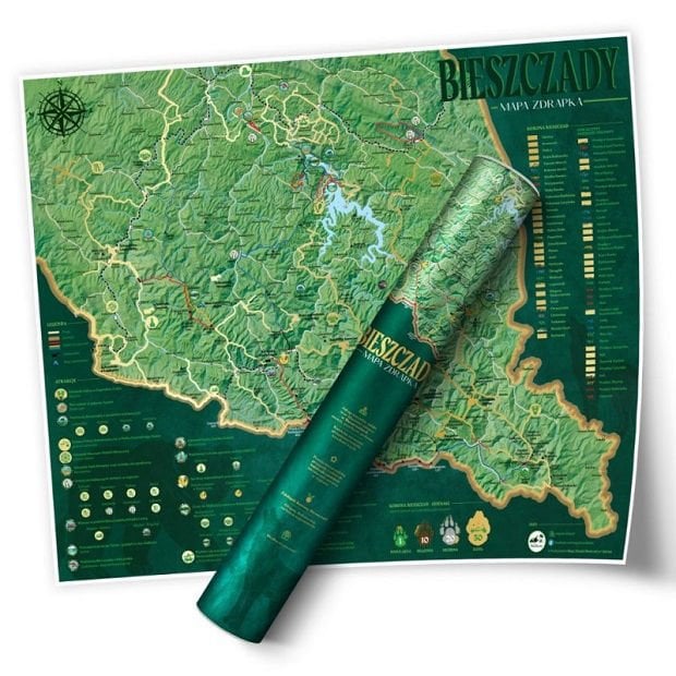 Mapa Zdrapka Bieszczady