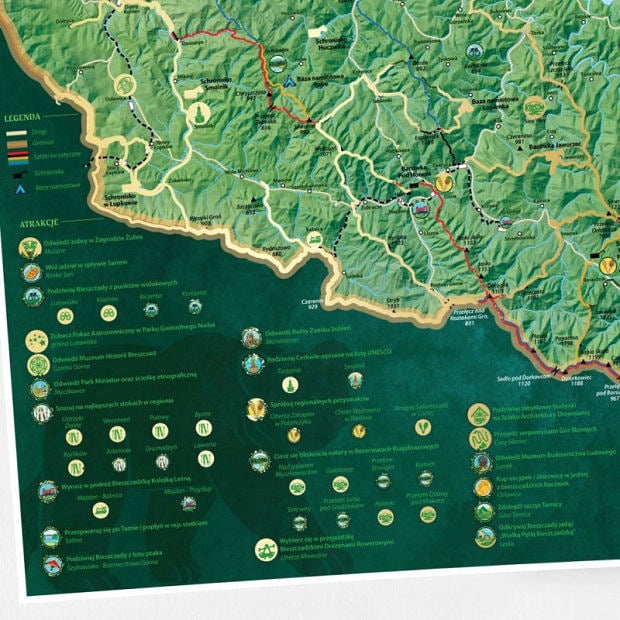 Mapa Zdrapka Bieszczady