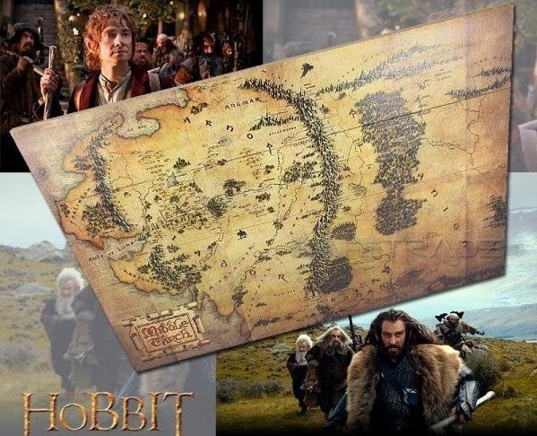 Hobbit - Drewniana Mapa Middle Earth