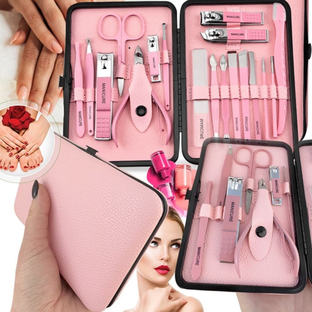 Różowy Zestaw do Manicure 18w1 